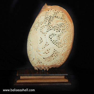 Melo Shell Carving Octopus Design