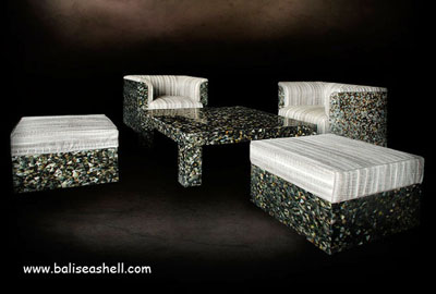 Seashell Furniture Sofa Set Black MOP Shell