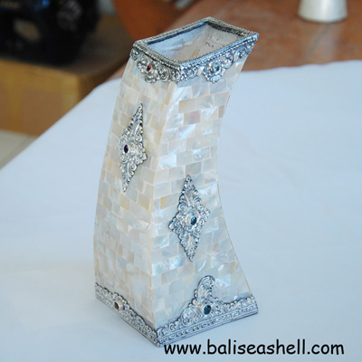 Vases MOP Shell Crafts Art with Silver