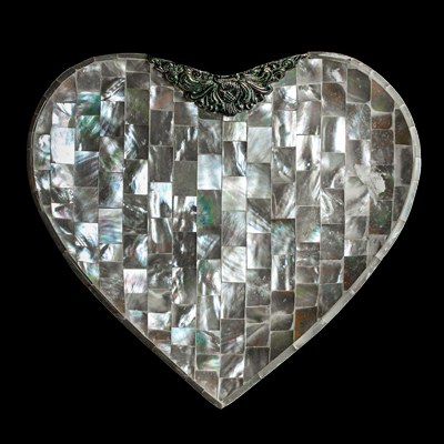 Tray White MOP Shell Silver Love