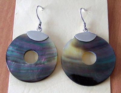 Black Mop Silver Earring