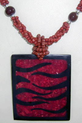 Mosaic Red Coral Necklace
