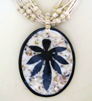 shell mosaic necklace with bead