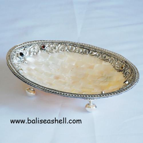 Tray White MOP Shell Silver Love