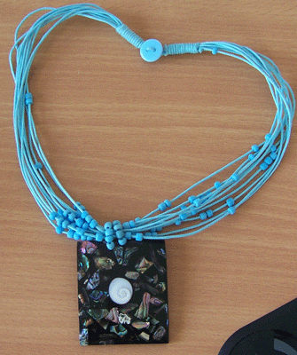 Black Mop Necklace Carved